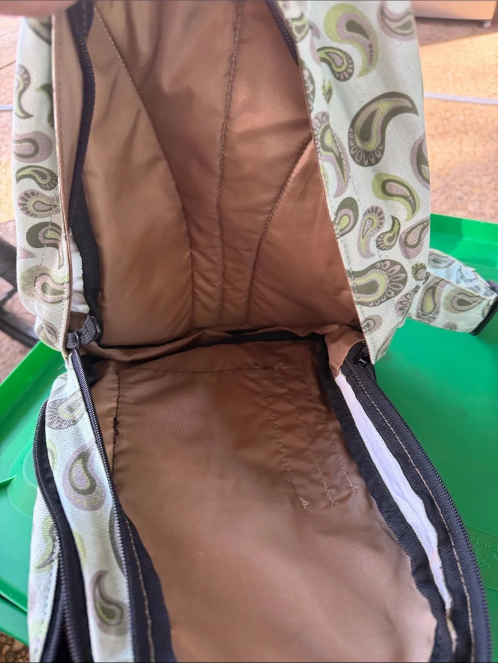 Kavu Light Green Paisley Print Backpack